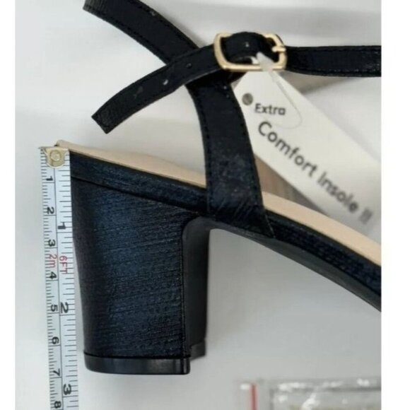 DE BLOSSOM / Gloria-10 / Womens Black Rhinestone Heeled Ankle Strap Sandals / Me - Picture 8 of 9